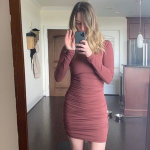 Maroon/dark pink-ish dress. Can adjust to mini